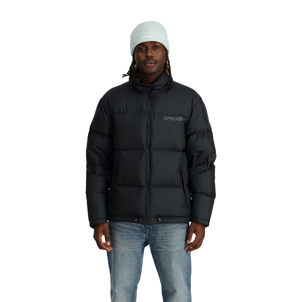 SPYDER Men's Hooded Puffer Jacket Polar grey/black ThermaWeb Size M $199