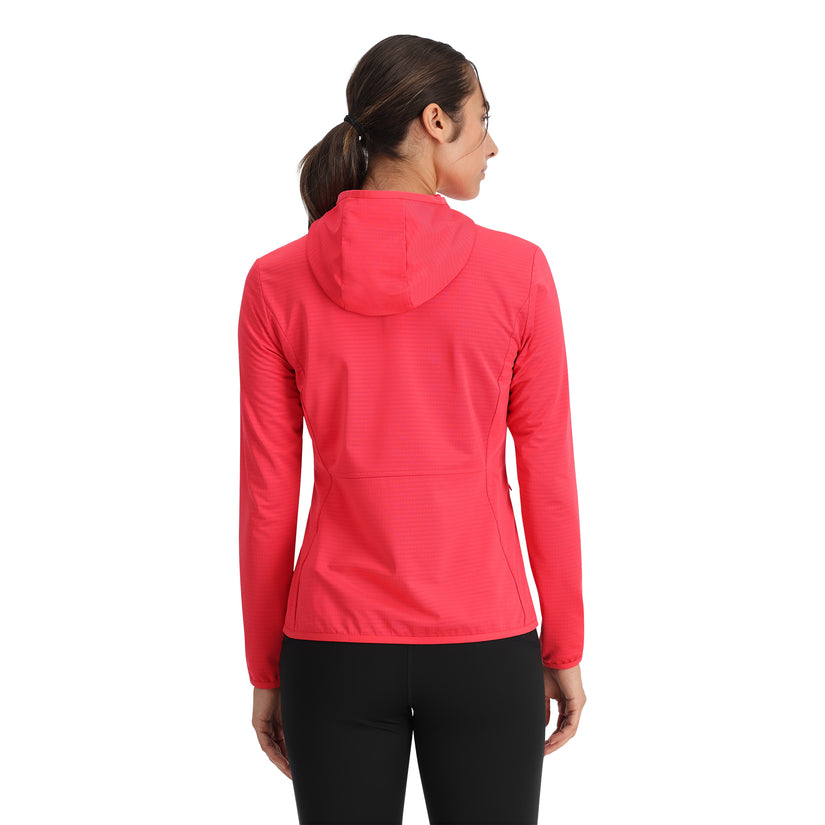 Womens Gridweb Fleece Hoodie - Prism Pink