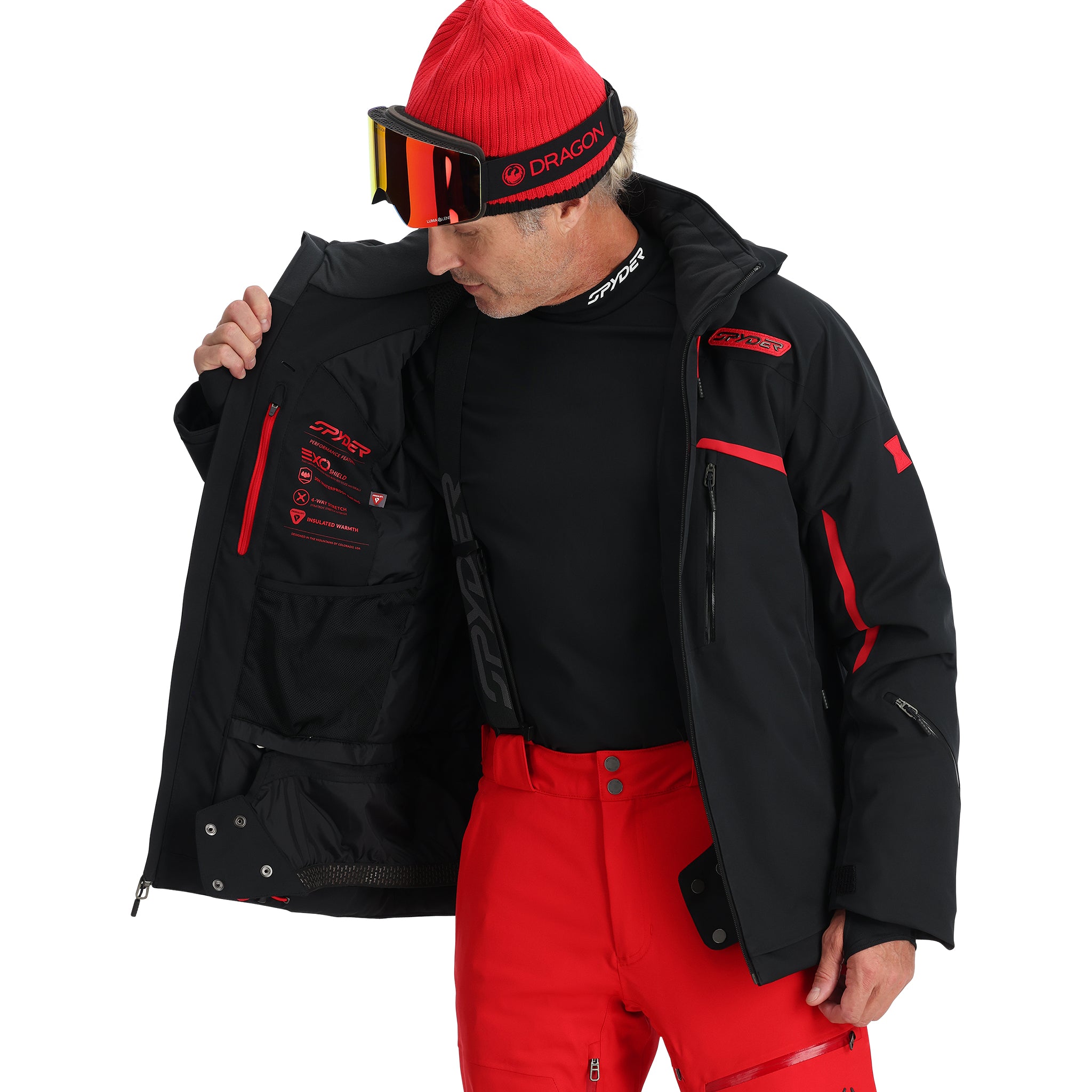 Spyder Men's Tempo Jacket ~ Red & Black ~ on sale L