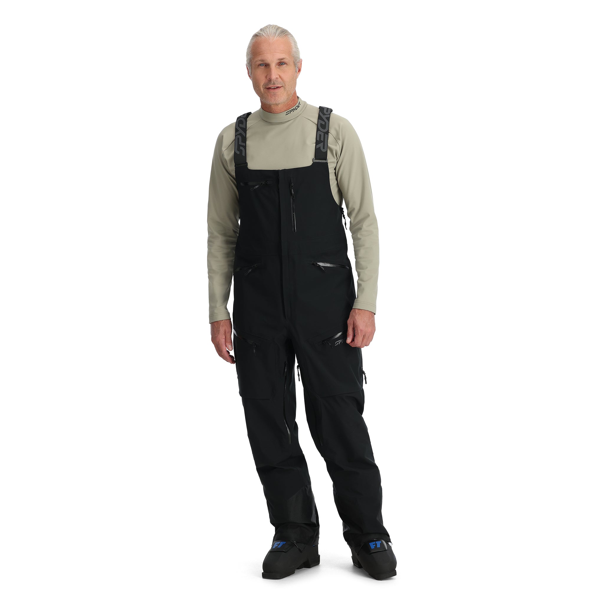 Spyder Mens black short bib overalls newest size L