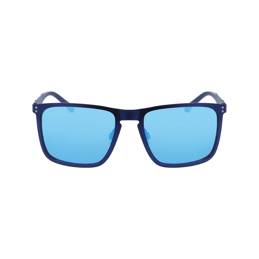 Trendy Flat Metal Square Sunglasses - Navy