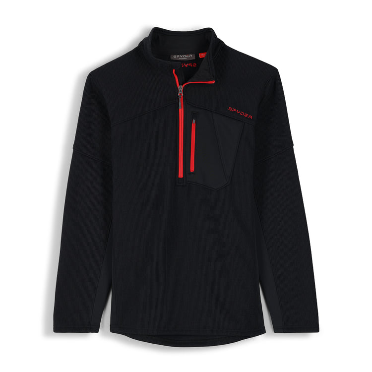 Bandit Half Zip Sweater - Black Red (Black) - Mens | Spyder