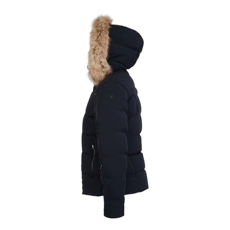 Spyder Syrround Faux Fur Down Jacket - Women's, — Womens Clothing Size:  Medium, Apparel Fit: Regular, Gender: Female, Age Group: Adults, Color:  Black/Black — 182391001333P